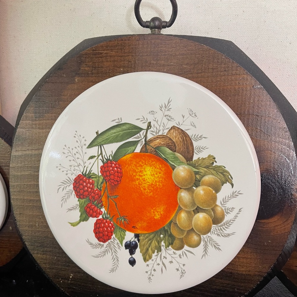 Vintage Wooden Fruit Decor Wall Plaque 3 pieces